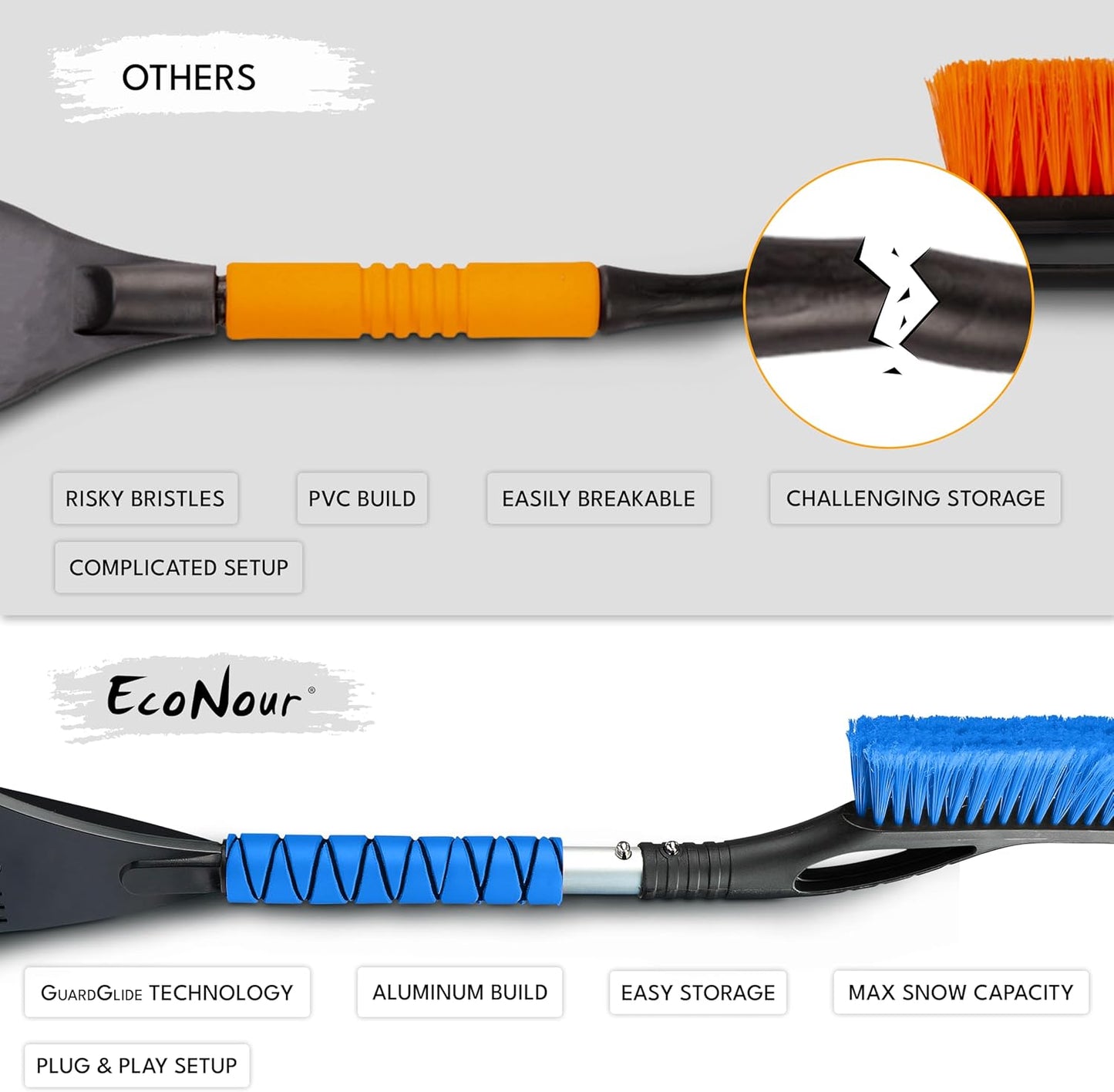 Aluminum Car Snow Scraper & Brush 27" (Blue) for winter | EcoNour