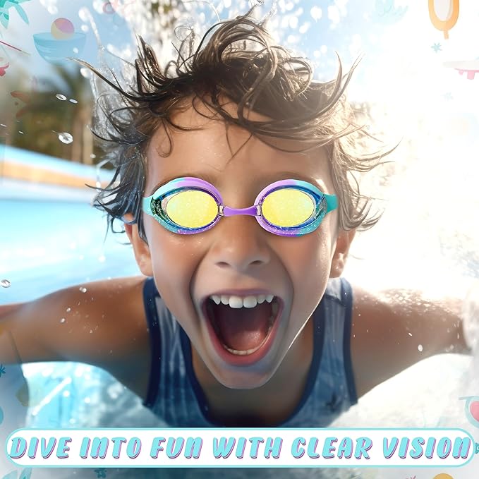 Kids Swim Goggles (2 Pack) | EcoNour Anti-fog Googles for kids (3-12)