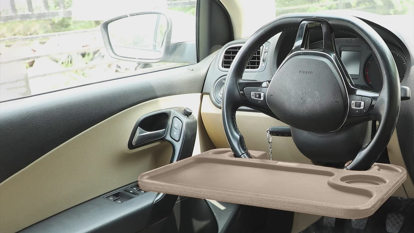 2 in 1 Car Steering Wheel Desk (Beige) | EcoNour Laptop & Food Tray