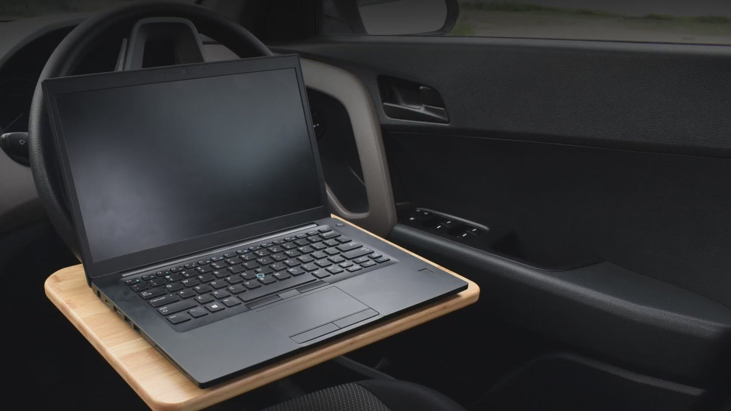 2 in 1 Car Steering Wheel Desk (Wooden) | EcoNour Lap & Bamboo Tray
