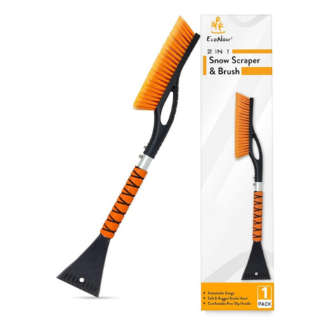 Aluminum Snow Brush & Ice Scraper for Car 27" Orange | EcoNour