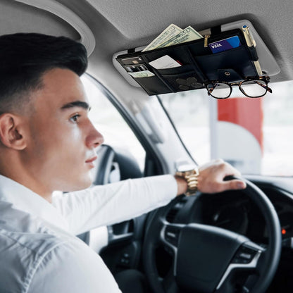 Car Sun Visor Organizer Small | EcoNour Black Multi-Pocket