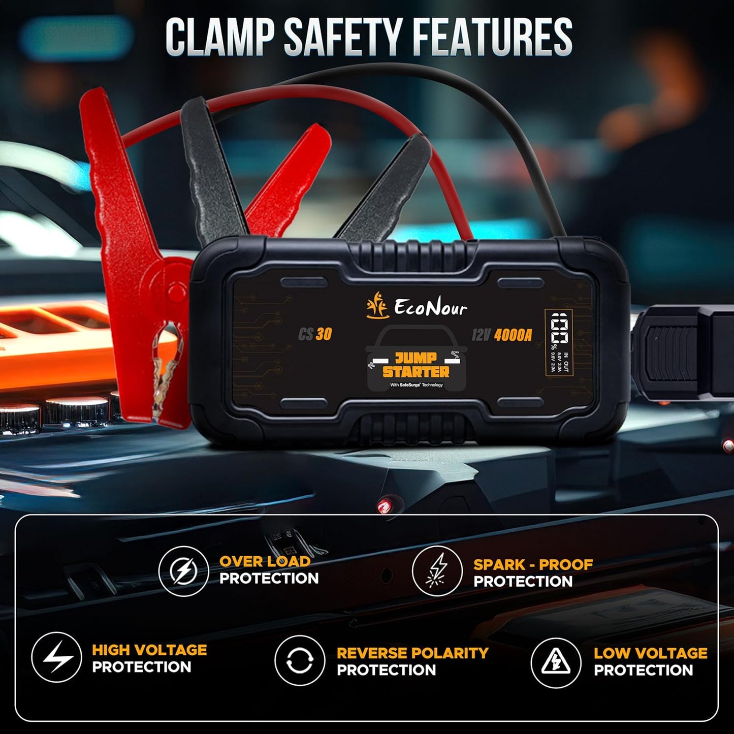 4000A Car Jump Starter | 25000mAh Power Bank 12V | EcoNour