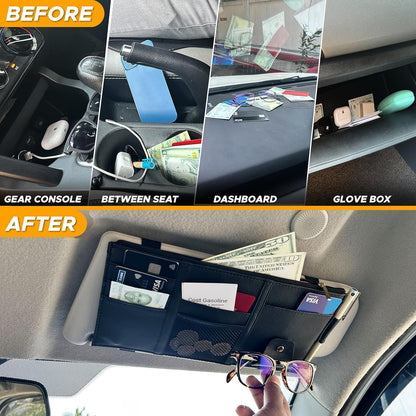 Car Sun Visor Organizer Small | EcoNour Black Multi-Pocket