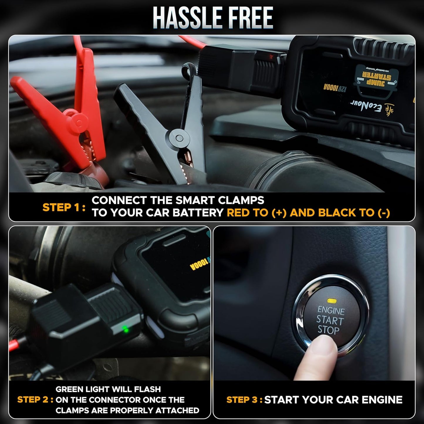 1600A Car Battery Jump Starter | EcoNour Portable Jump Starter