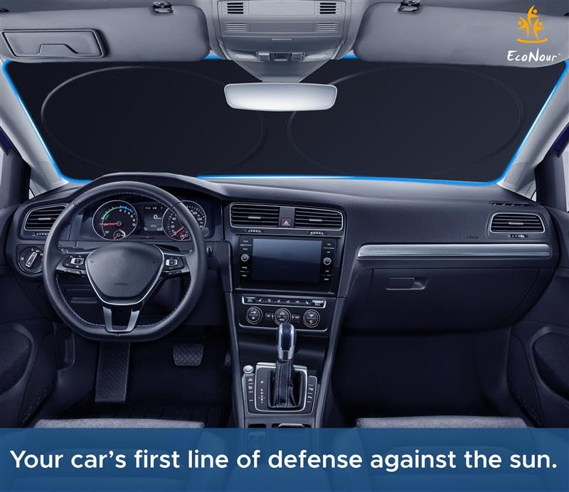 Car Windshield Sun Shade with Mirror Cut (64"x32") Medium | EcoNour