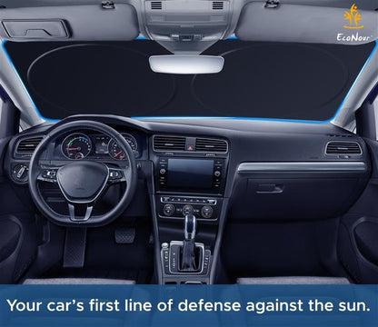 Car Windshield Sun Shade with Mirror Cut (64"x32") Medium | EcoNour