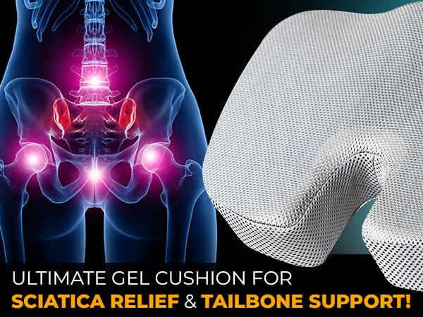 Gel Seat Cushion | EcoNour Coccyx Memory Foam Chair Cushion