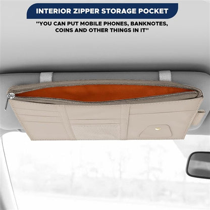Car Sun Visor Organizer (Beige) Small | EcoNour Storage Pouch