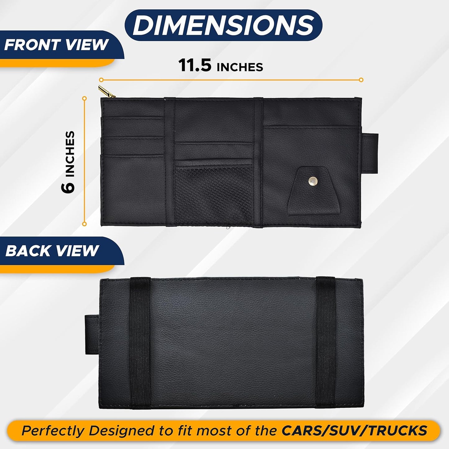 Car Sun Visor Organizer Small | EcoNour Black Multi-Pocket