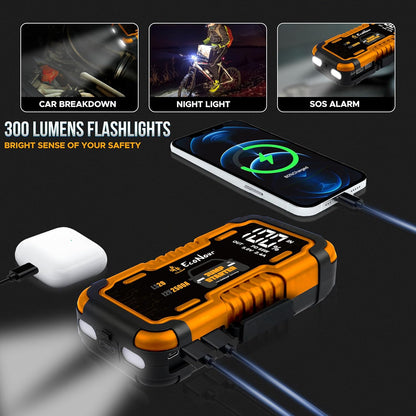 2500A Portable Car Jump Starter | EcoNour 12V Battery Booster Pack