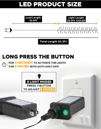 LED Christmas Lights – EcoNour 720 LED Cool White Cluster