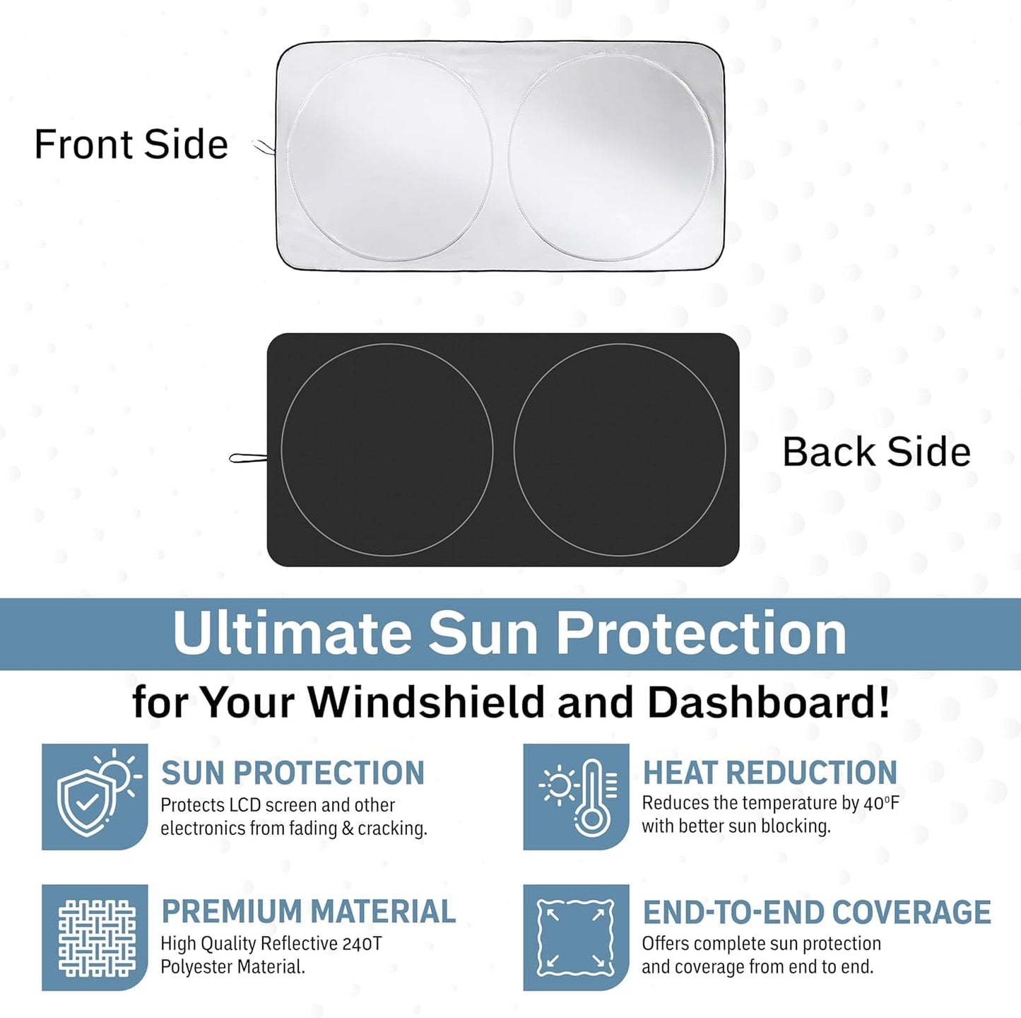 Foldable Windshield Sun Shade for Car Medium (64" x 32") | EcoNour