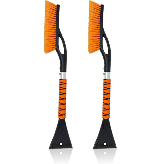 Car Snow Brush and Ice Scraper 2 Pack (Orange) 27" | EcoNour