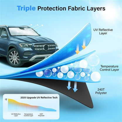 Car Windshield Sun Shade Universal Fit S (59"x29") | EcoNour 240T