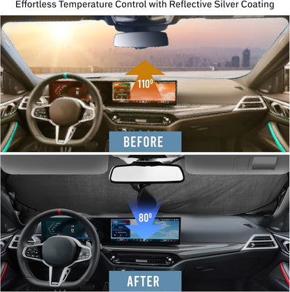 Foldable Windshield Sun Shade for Car Medium (64" x 32") | EcoNour