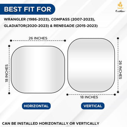 Jeep Windshield Sunshade 2-Piece (X-Small,18"x26") | EcoNour Sunshade