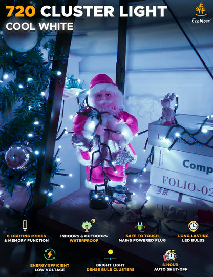 LED Christmas Lights – EcoNour 720 LED Cool White Cluster