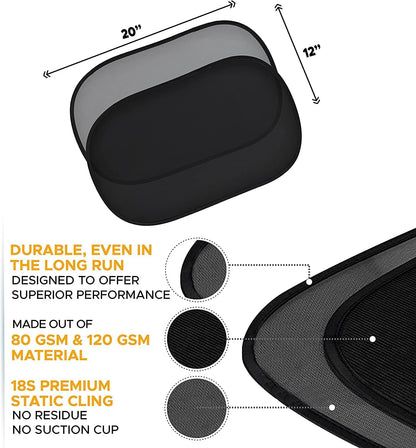 Car Window Shades for Baby (4 Pack, 20"x12") Medium | EcoNour Sunshade