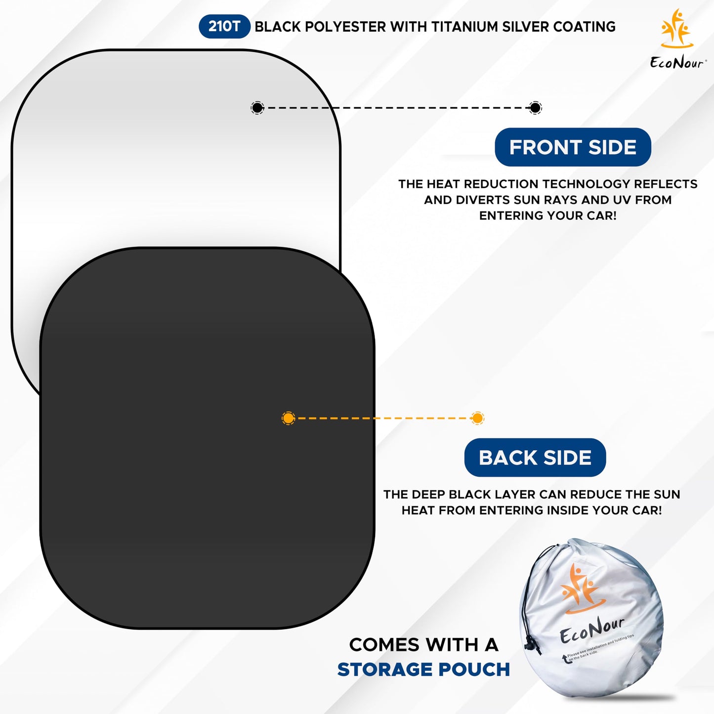 Jeep Windshield Sunshade 2-Piece (X-Small,18"x26") | EcoNour Sunshade