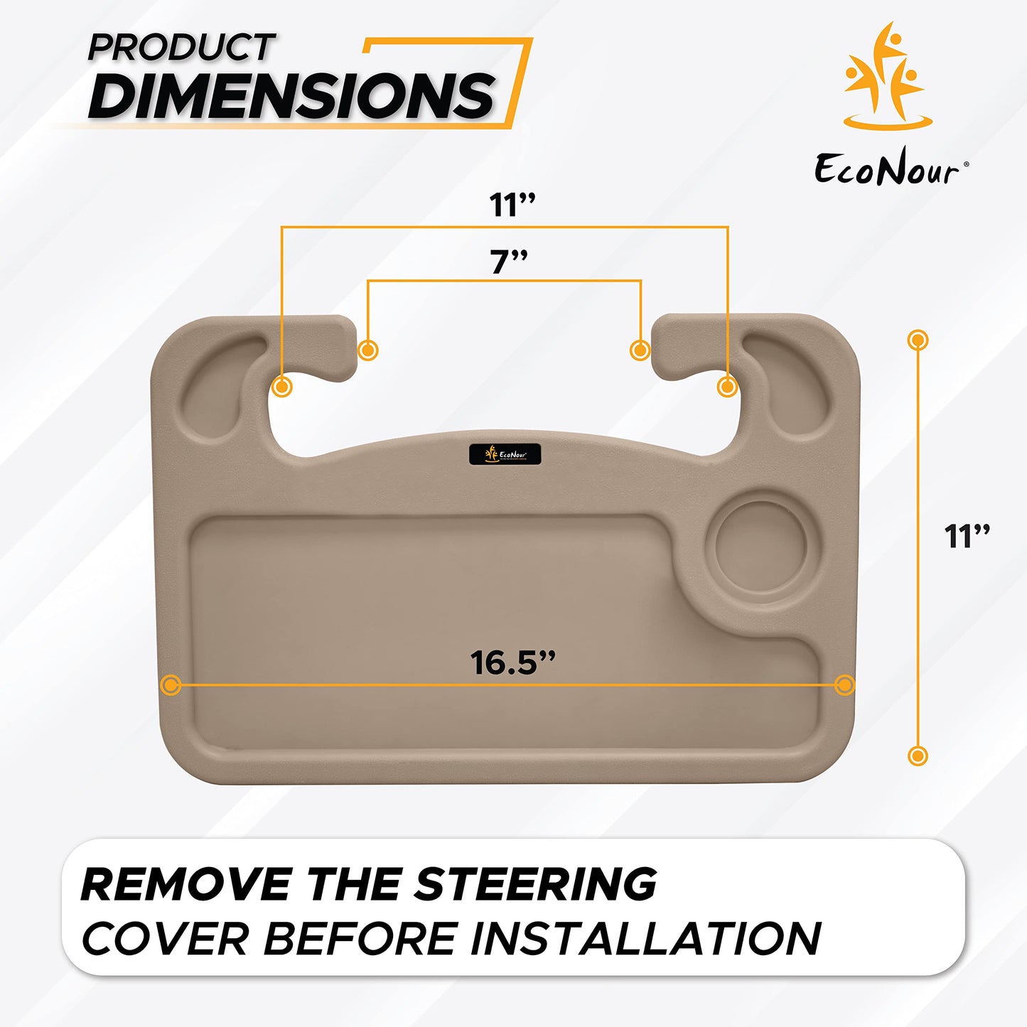 2 in 1 Car Steering Wheel Desk (Beige) | EcoNour Laptop & Food Tray