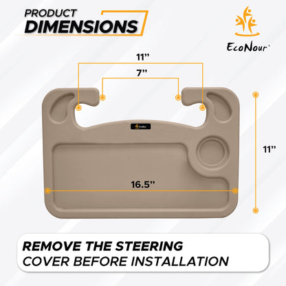 2 in 1 Car Steering Wheel Desk (Beige) | EcoNour Laptop & Food Tray