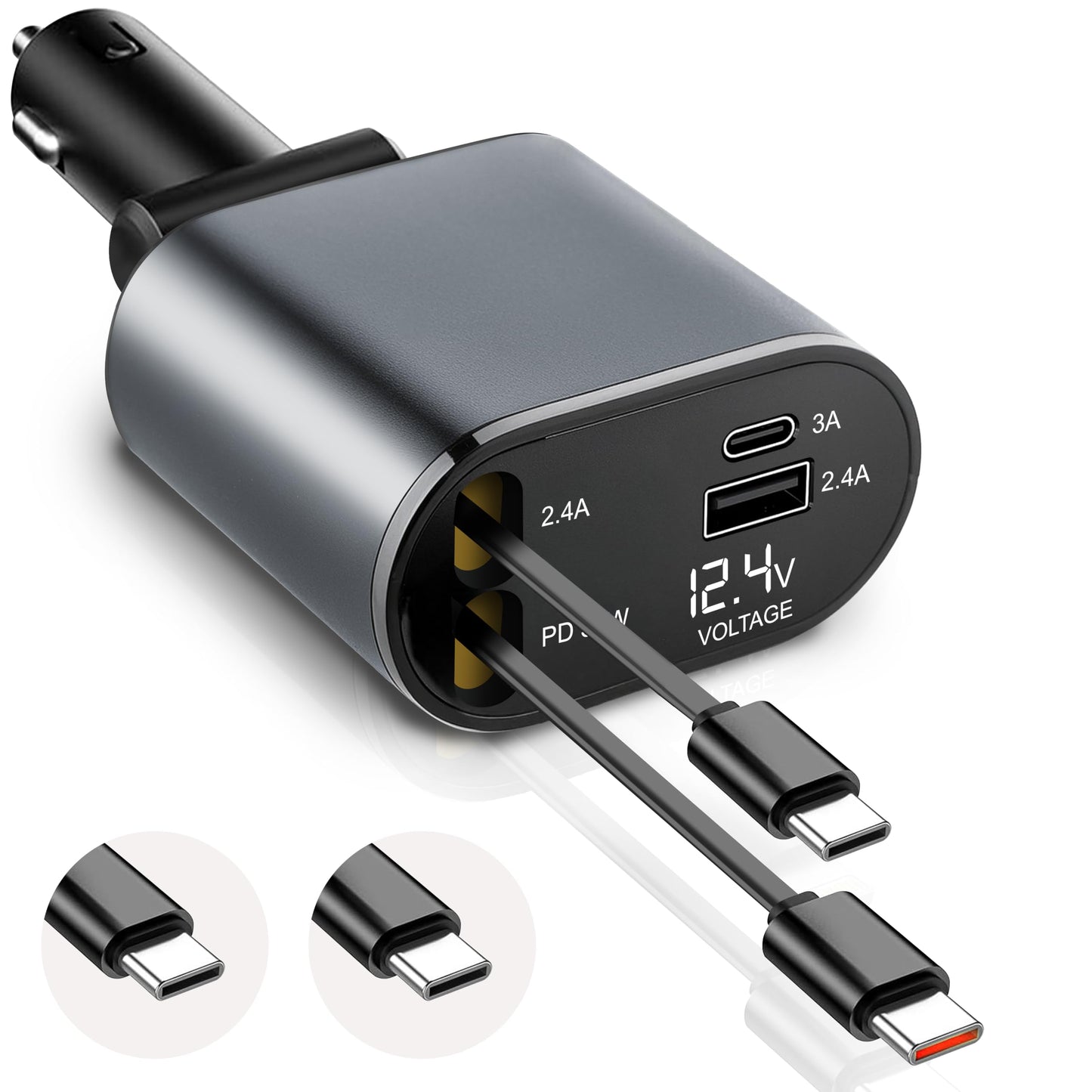 4-in-1 Car Charger | PD30W Fast Charge 82 cm | EcoNour Dual C type
