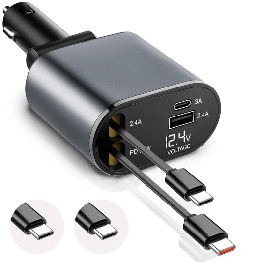 4-in-1 Car Charger | PD30W Fast Charge 82 cm | EcoNour Dual C type