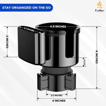 Car Cup Holder Expander (Black) | EcoNour Adjustable Cupholder