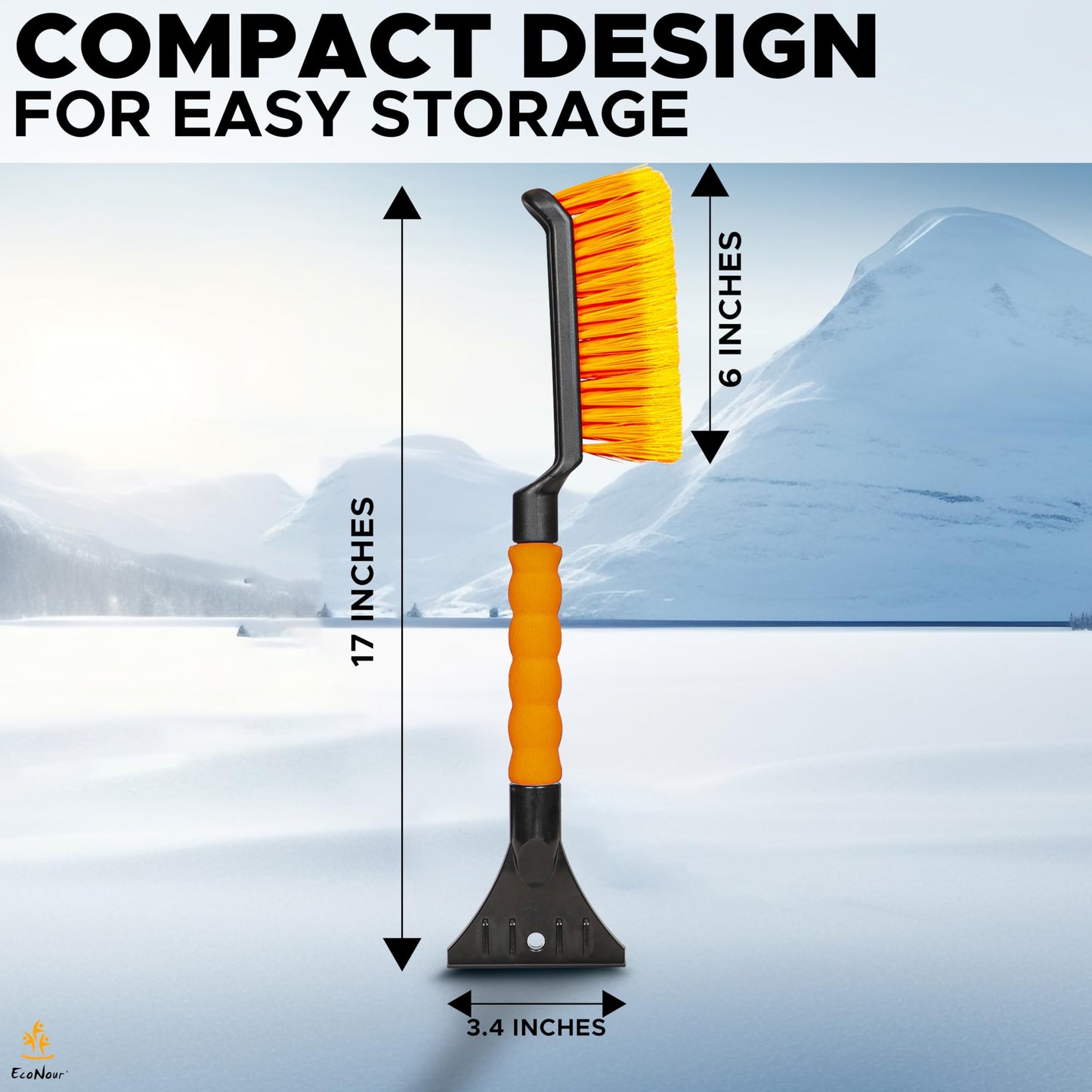 Snow Brush & Ice Scraper 17" for Car Windshield | EcoNour Snow Brush