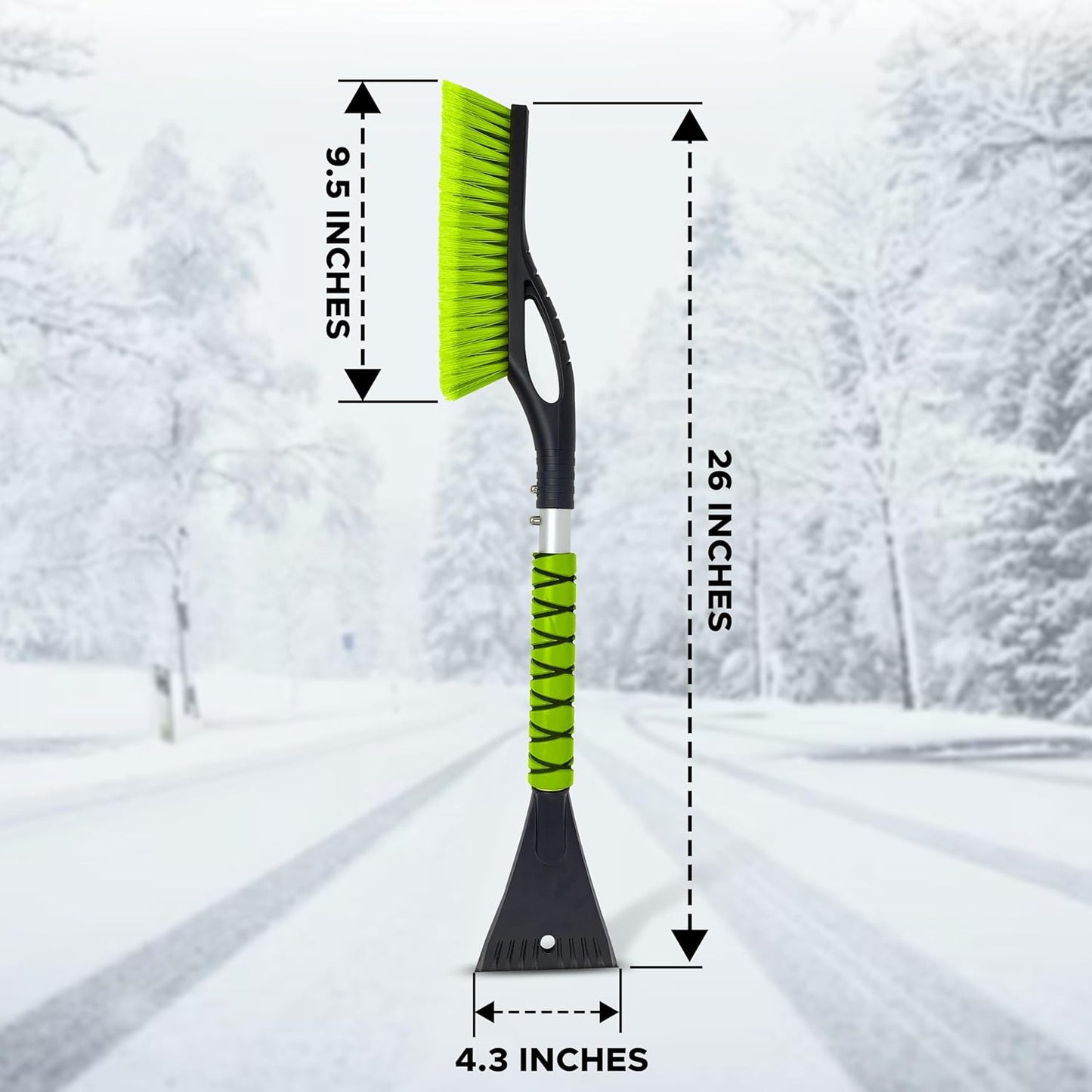 Snow Brush & Ice Scraper for Car Windshield 27" (Green) | EcoNour