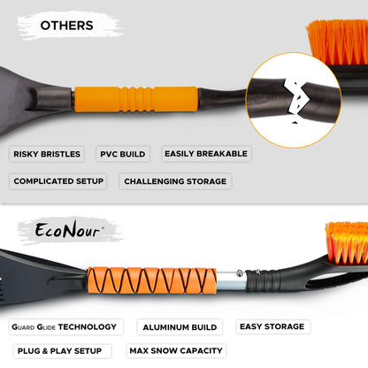 Car Snow Brush and Ice Scraper 2 Pack (Orange) 27" | EcoNour