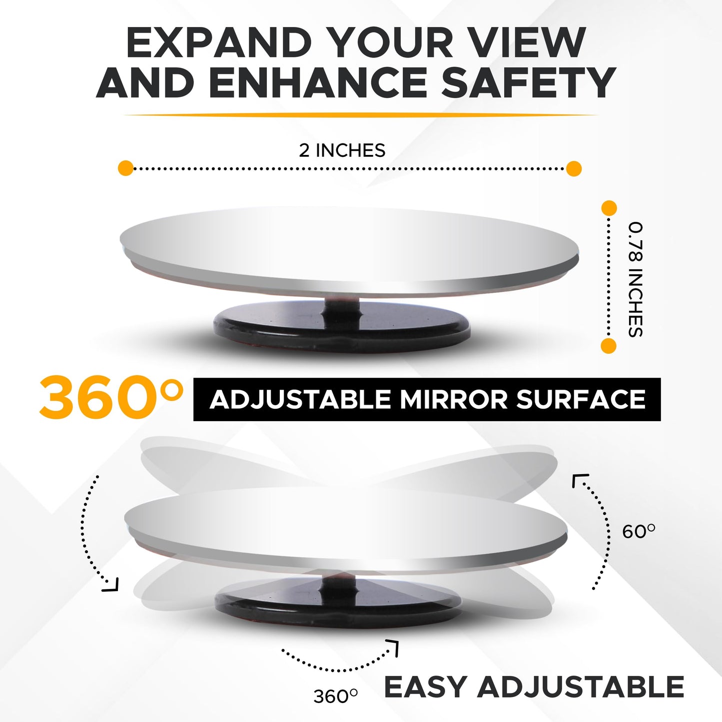 Blind Spot Mirror for Car (2 Pack) 2" Round HD | EcoNour 3X View