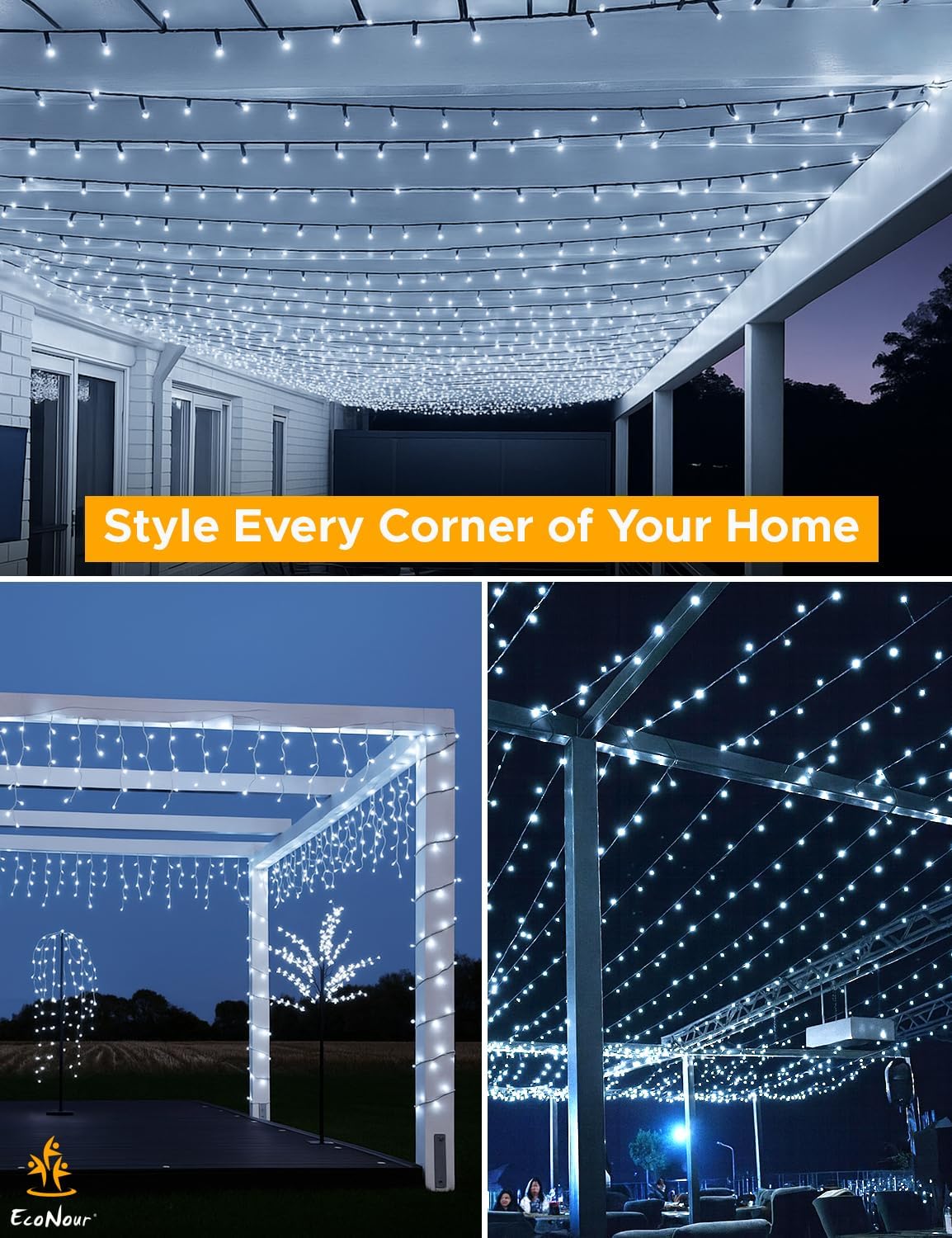 LED Christmas Lights – EcoNour 720 LED Cool White Cluster