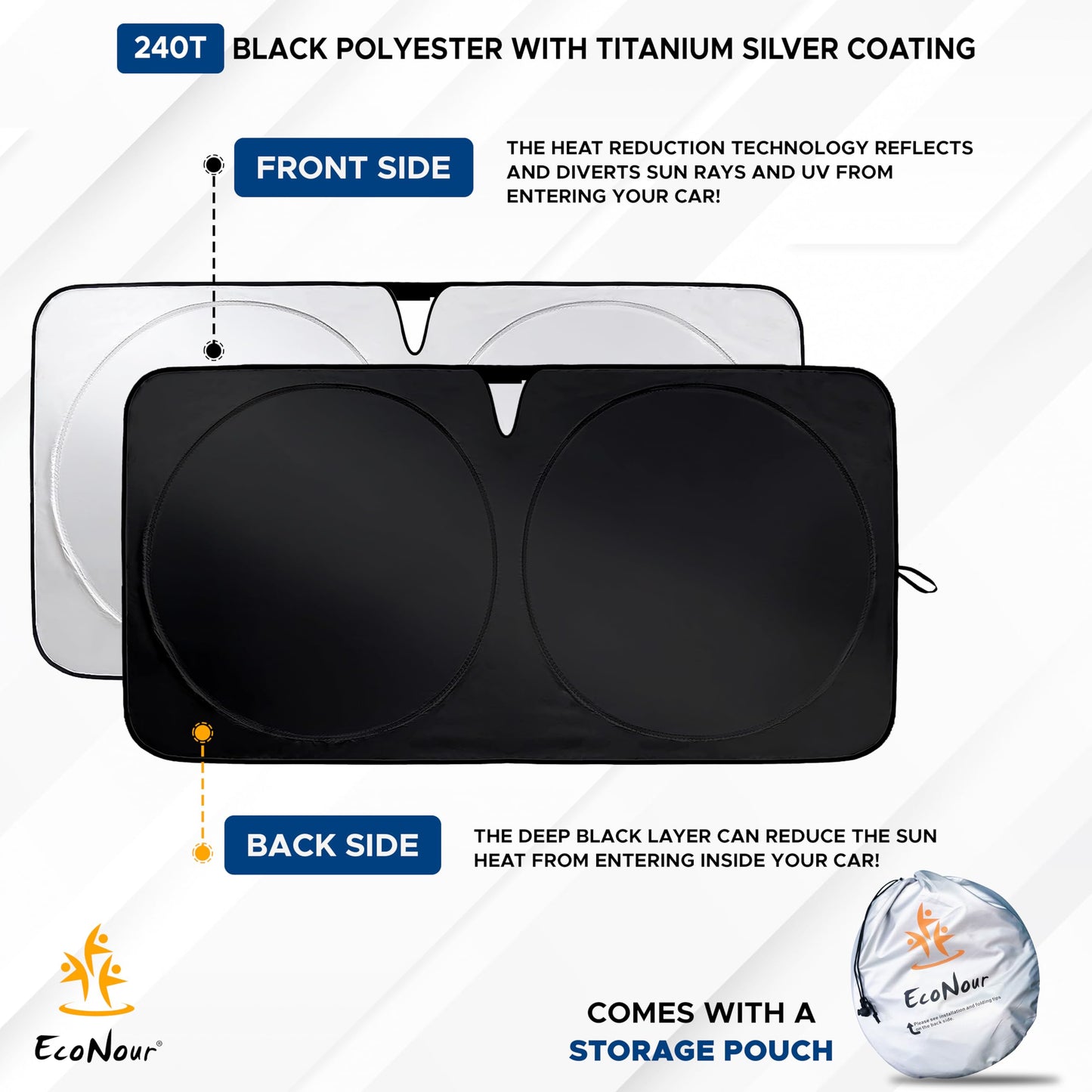 Truck Windshield Sun Shade & Sun Block X-Large (69"x35") | EcoNour