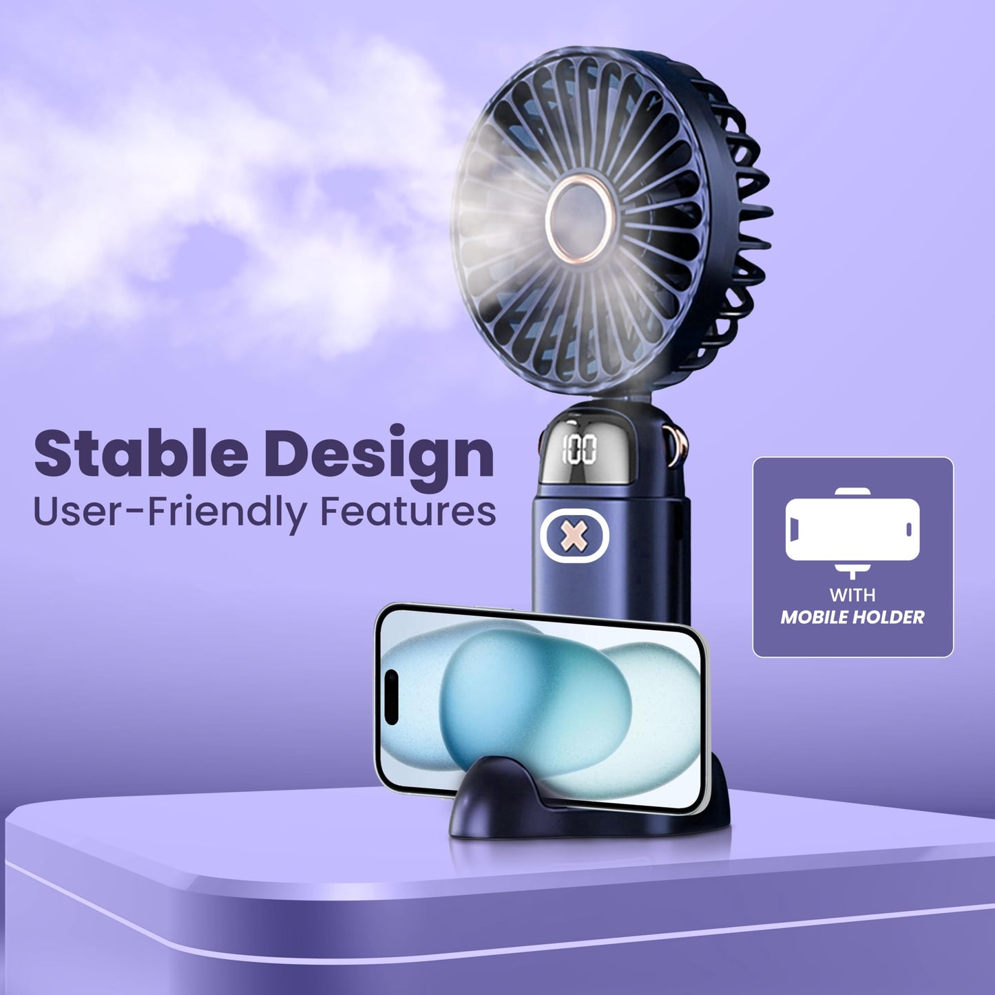 Portable Handheld Fan | USB Rechargeable with 5 Speed | EcoNour