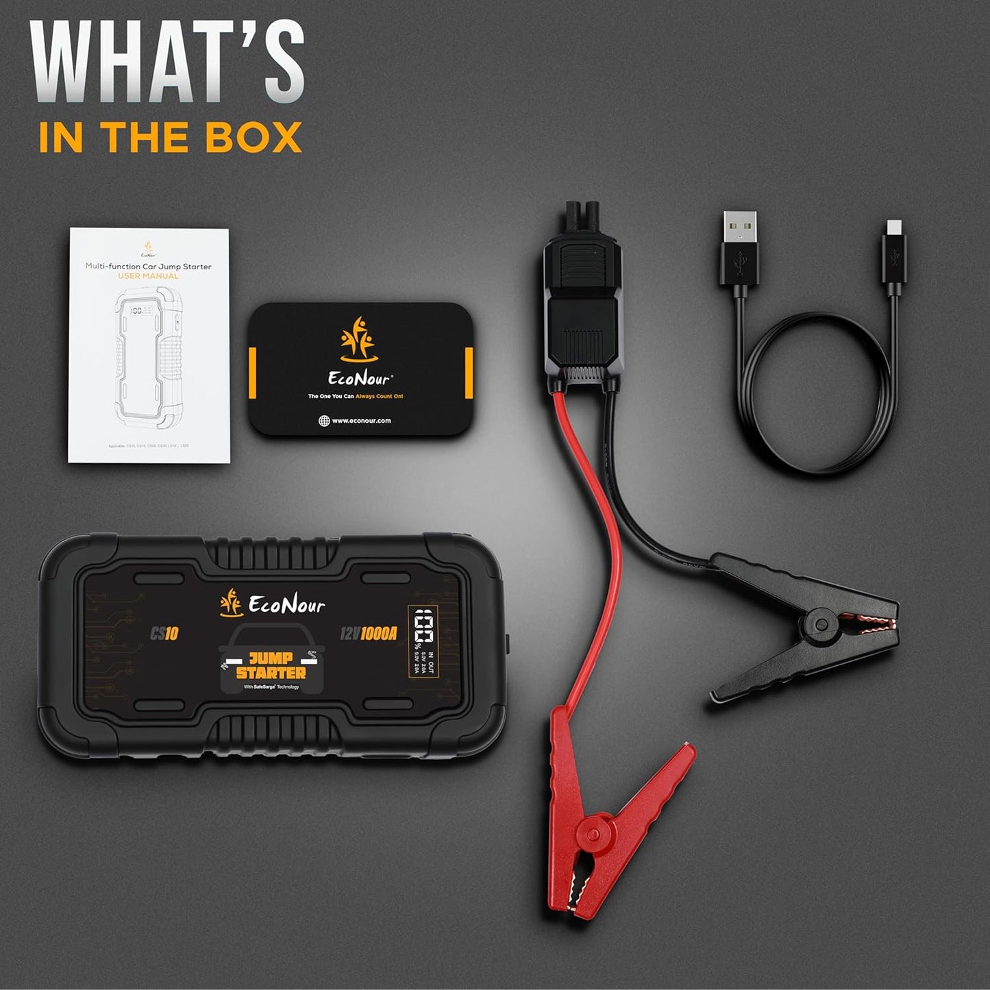 1600A Car Battery Jump Starter | EcoNour Portable Jump Starter