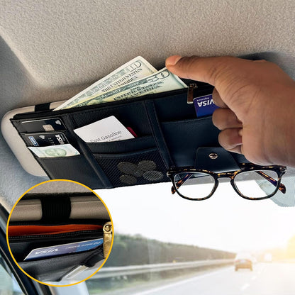 Car Sun Visor Organizer Small | EcoNour Black Multi-Pocket
