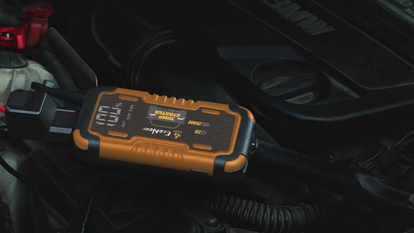 2500A Portable Car Jump Starter | EcoNour 12V Battery Booster Pack