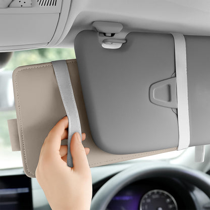 Car Sun Visor Organizer (Beige) Small | EcoNour Storage Pouch