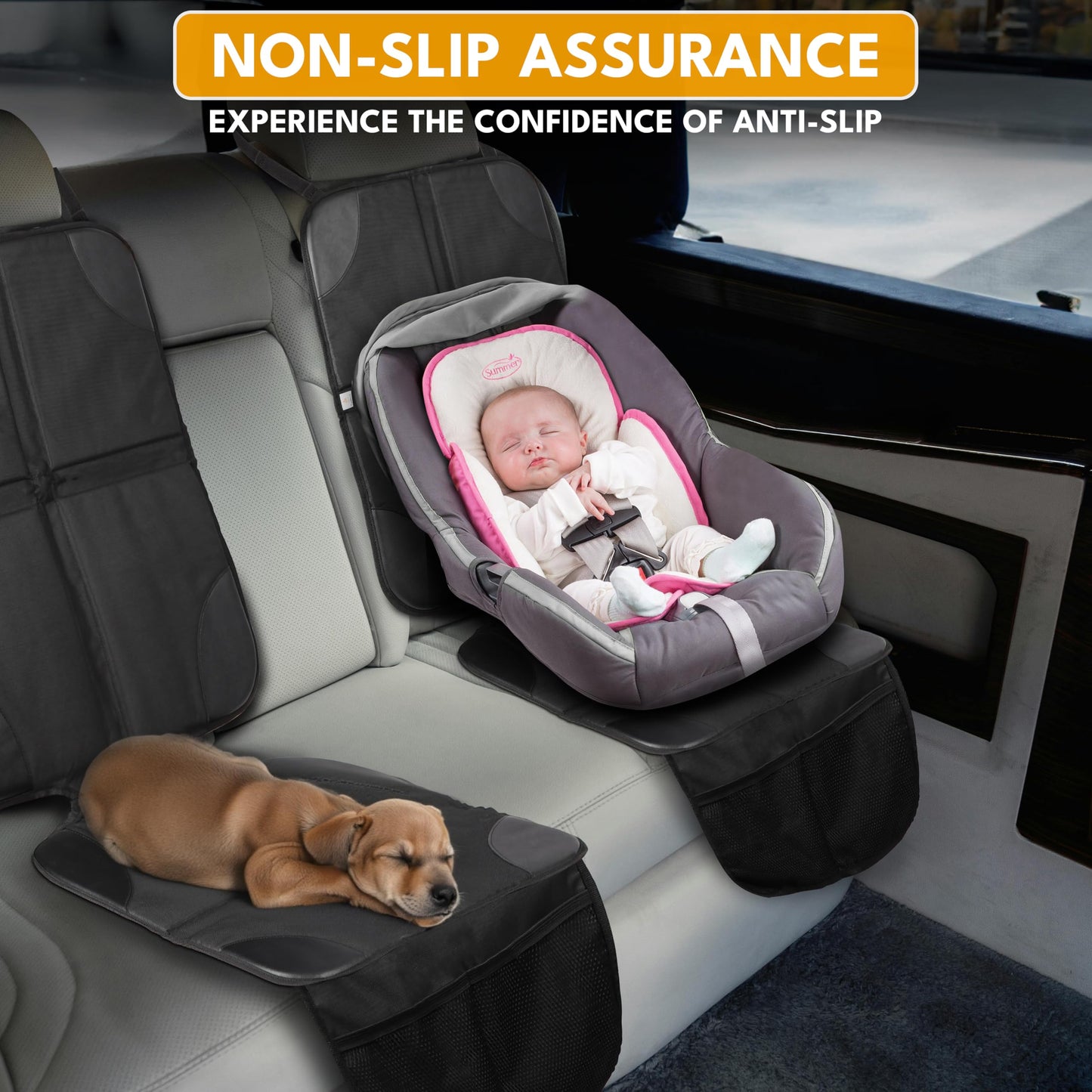 Child Car Seat Protector (2 Pack) 600D Waterproof & Non-Slip | EcoNour