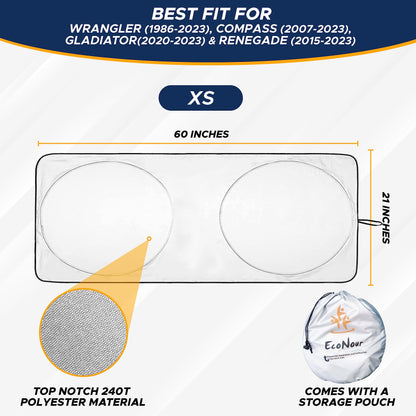 Jeep Windshield Sunshade X-Small (60"x21") | EcoNour UV Protection