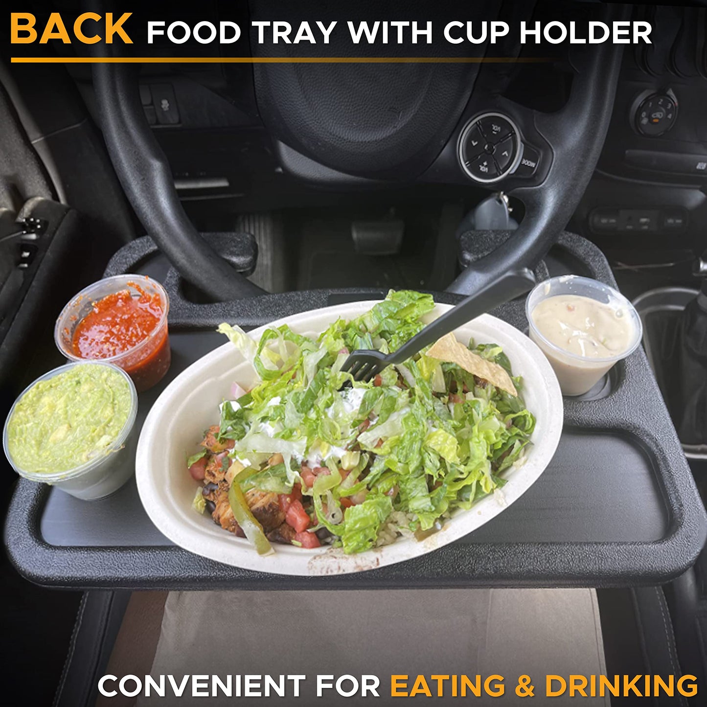 2 in 1 Car Steering Wheel Desk with Food & Laptop Tray | EcoNour