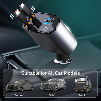 4-in-1 Car Charger | PD30W Fast Charge 82 cm | EcoNour Dual C type