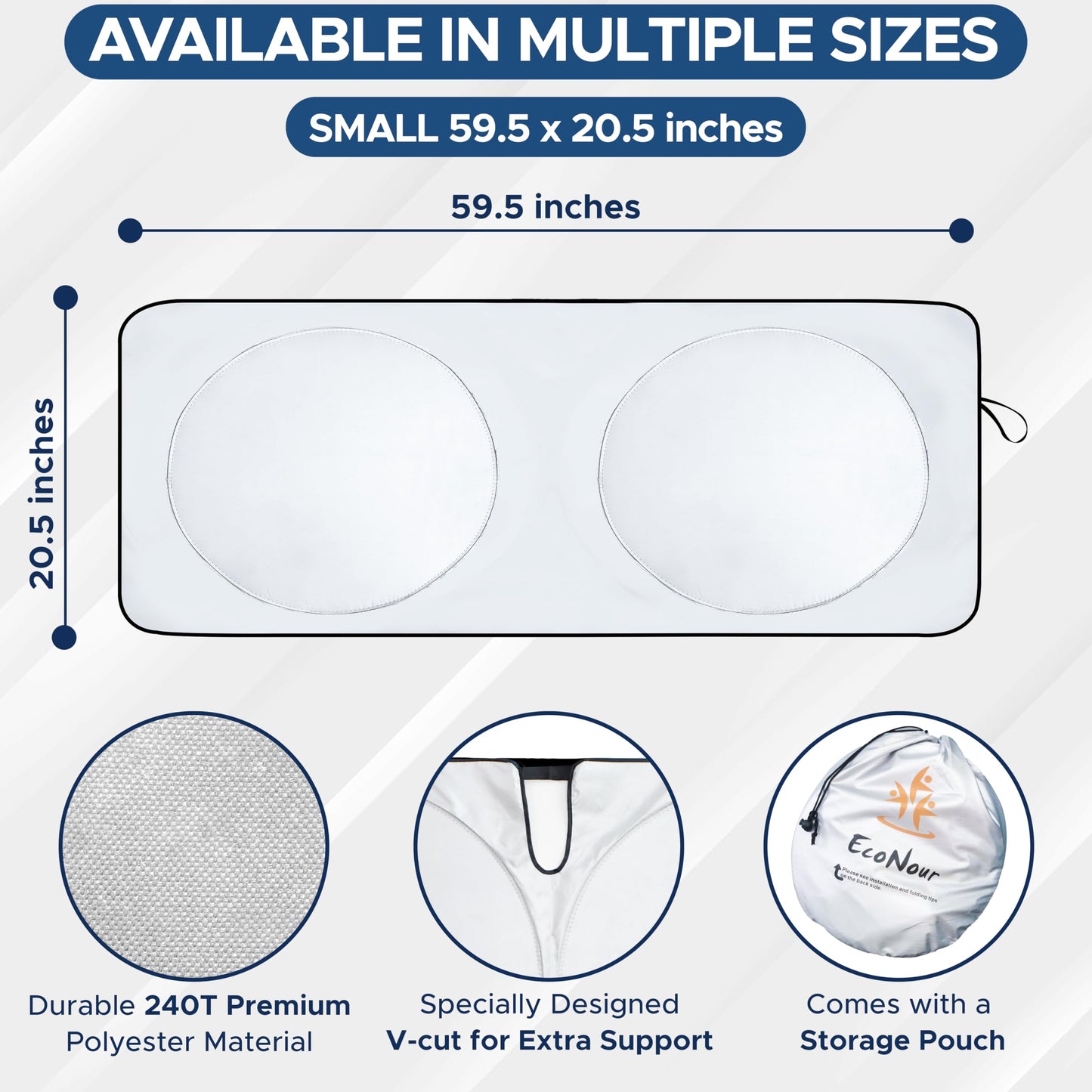 Jeep Wrangler Windshield Sunshade X-Small (59.5" x 20.5") | EcoNour