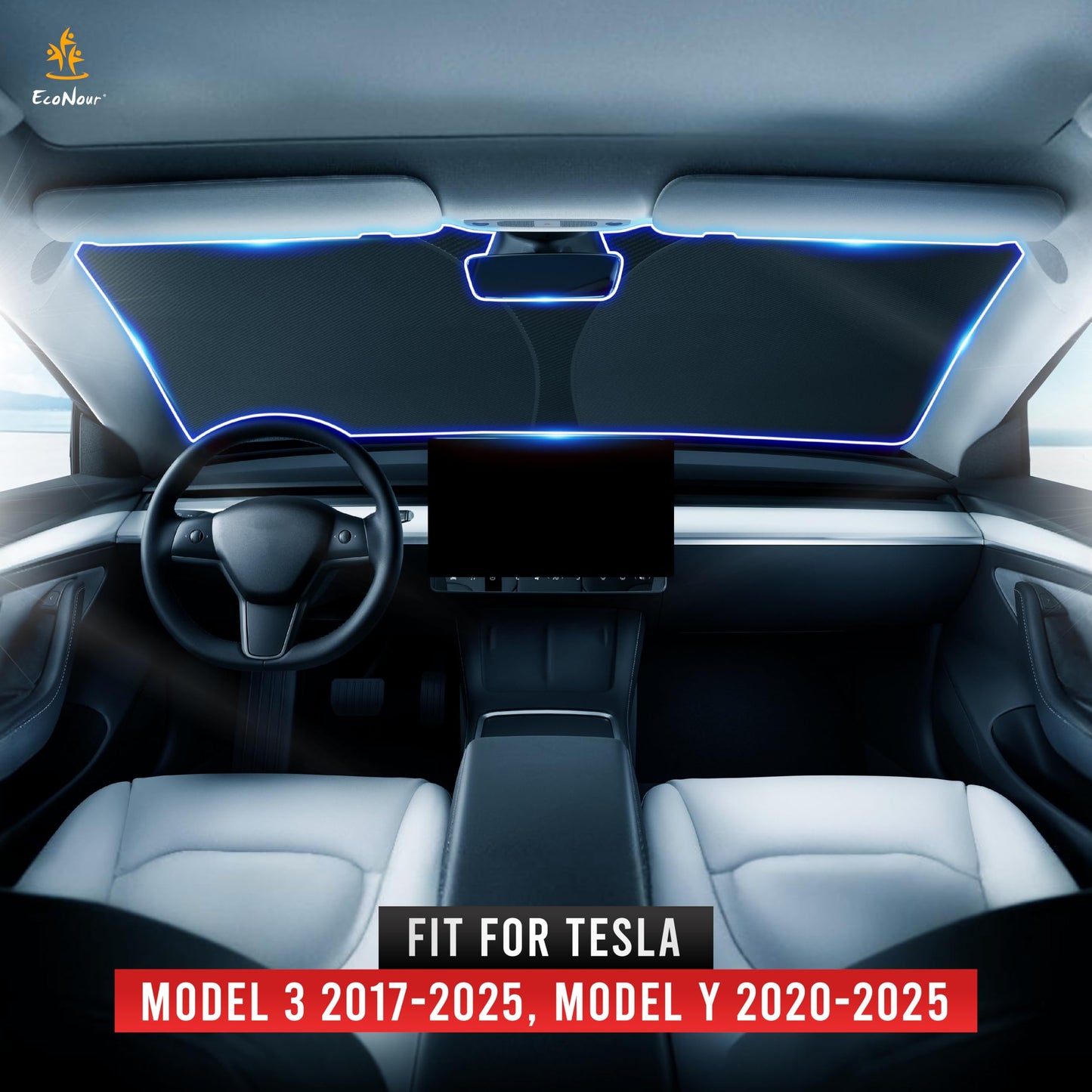 Tesla Windshield Sun Shade for Model 3/Y (2016–2025) | EcoNour