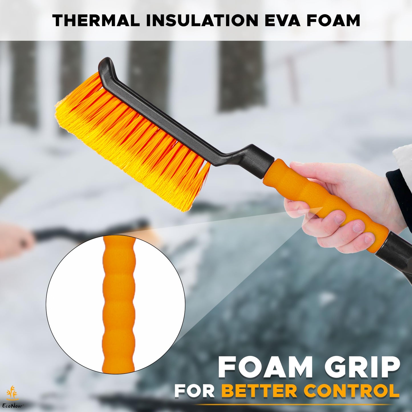 Snow Brush & Ice Scraper 17" for Car Windshield | EcoNour Snow Brush
