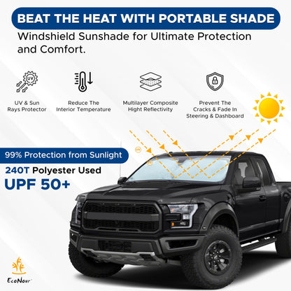 Truck Windshield Sun Shade & Sun Block X-Large (69"x35") | EcoNour