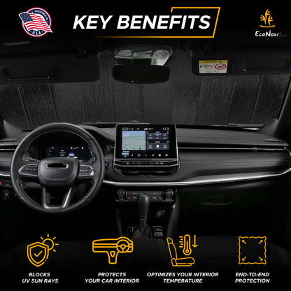 Accordion Windshield Sunshade for Trucks | EcoNour XXL (80"x30")