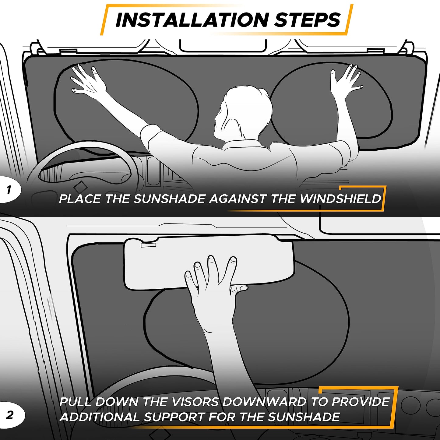 Semi-Truck Windshield Sun Shade (2 Ring) | EcoNour UV Protection